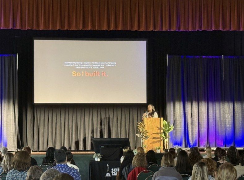 Dr. Raven Baxter delivering the opening keynote at Science Talk 2026